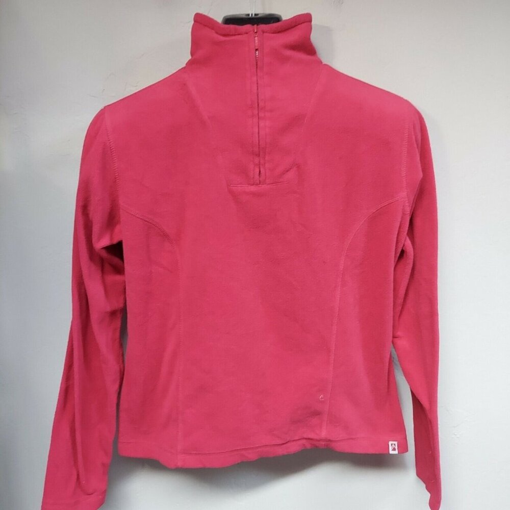 Alpine Design Womens Medium Red 1/4 Zip Mock Fleece Pullover Sweater Long Sleeve